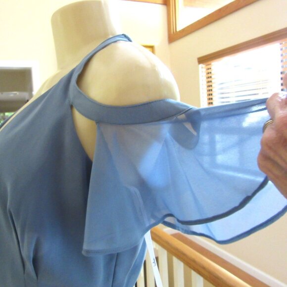 Lulus Blue Wrap Maxi Dress w Off the Shoulders Sleeves in Size XXS - Picture 5 of 9